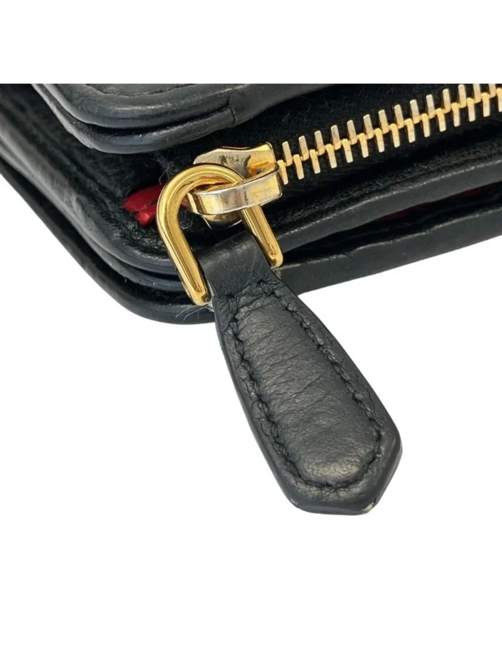 Prada Leather Compact Wallet Bifold Black